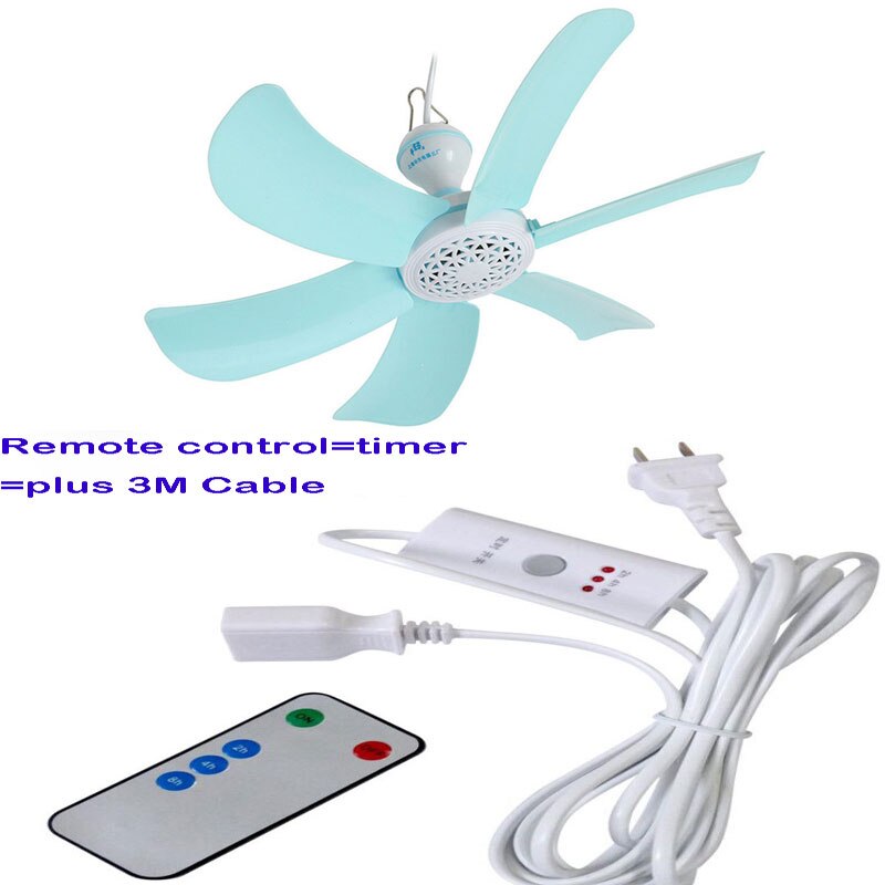 Blauw 10W Stille Plastic Energiebesparing Mini Plafond Ventilator 3-5 Turn Pagina Fan 220V Opknoping Fan zachte Wind Huishoudelijke: Remote fan