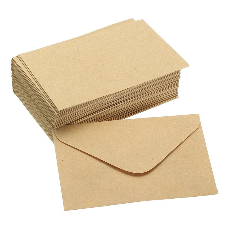 50 stk vintage farvet blank mini papir konvolutter kraft bryllupsfest invitation konvolut lykønskningskort kuvert 6 farver: Kraft