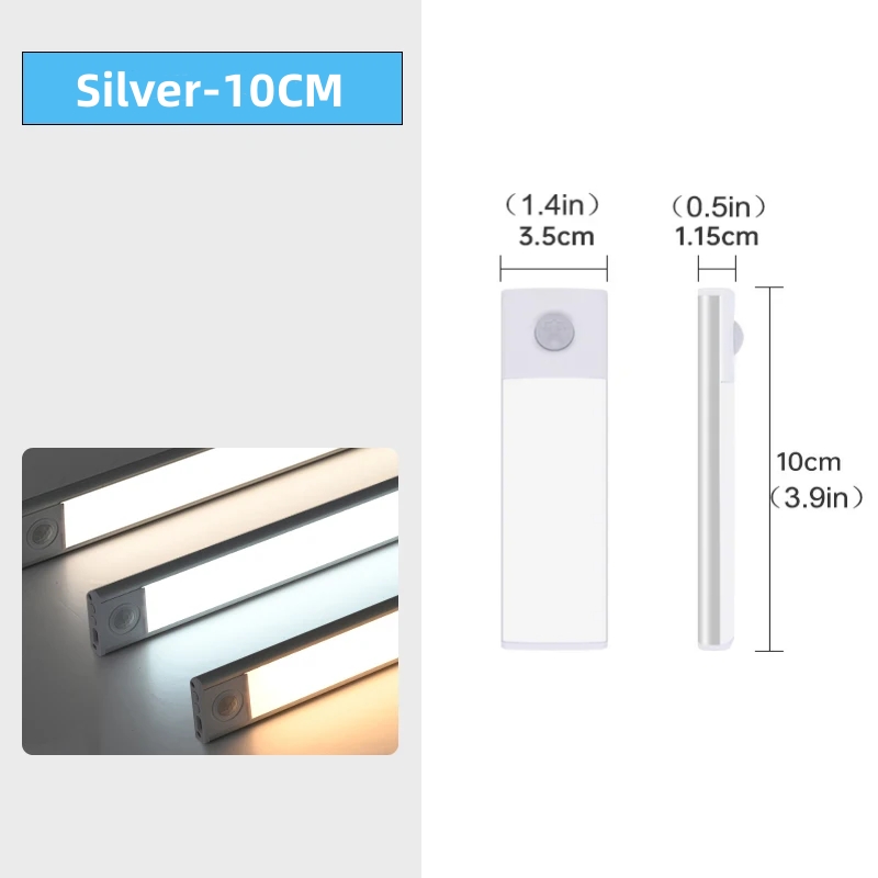 Schrank Licht USB Aufladbare Motion Sensor Led Drei Farben In Einem Lampe Für Küche Kleiderschrank Innen Beleuchtung 10/20/30/40/50 cm