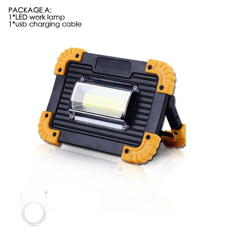 30000lm 100W USB Rechargeable Led Work Light Led Portable Spotlight for Outdoor Camping Lamp Led Flashlight USE2* 18650 battery: A