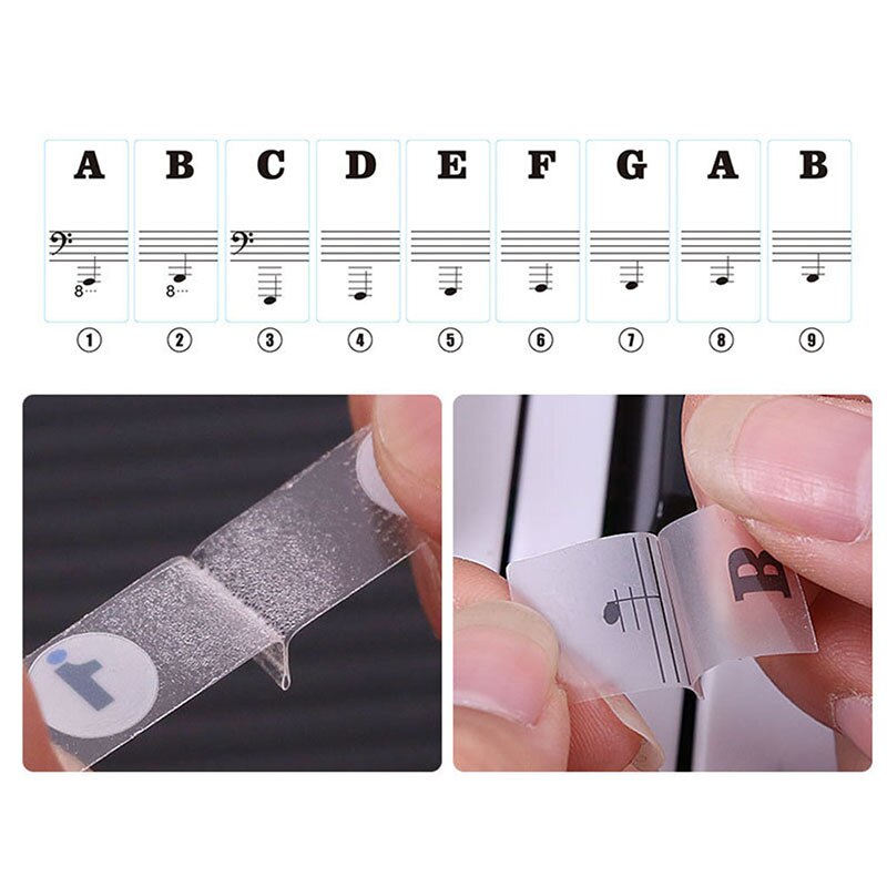 Transparent detachable music decal notes piano keyboard stickers 54/61 or 88-key electronic piano spectrum sticker symbol