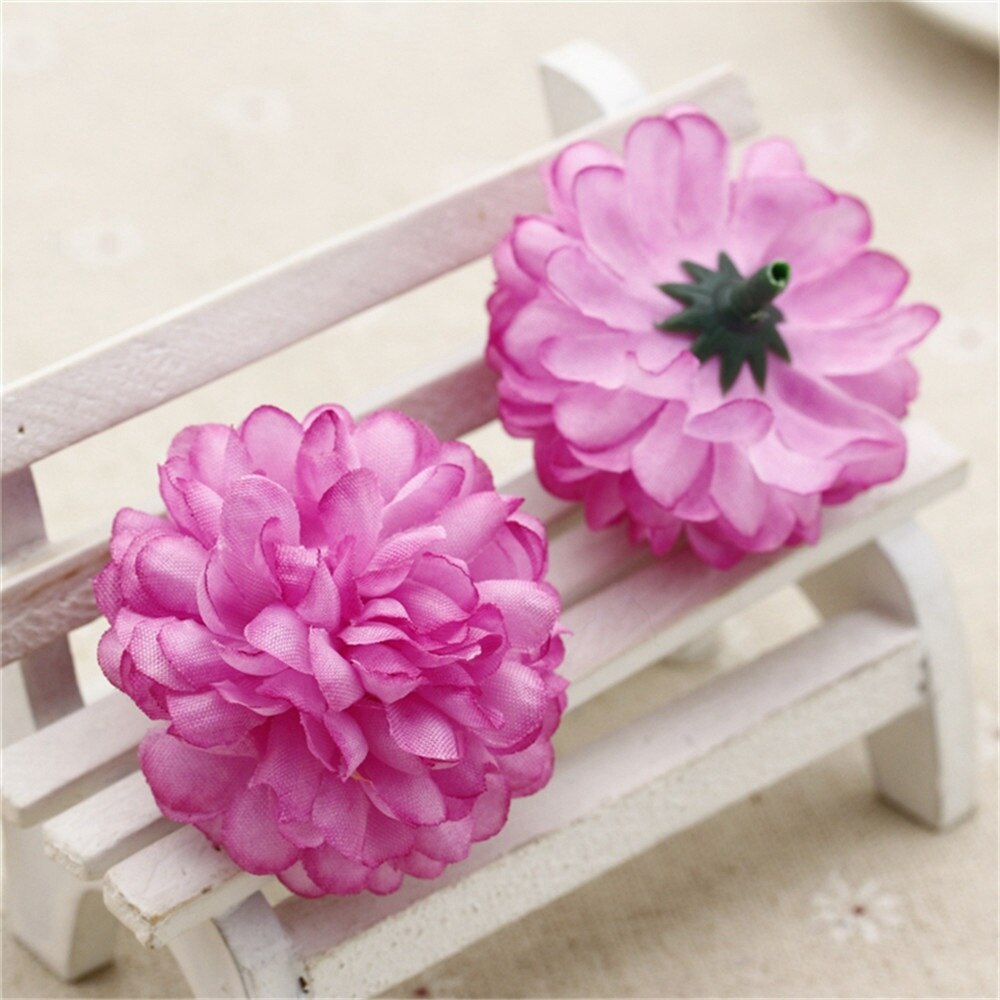 Chenap-pompon à œillet artificiel en soie | Tête de fleurs pour décoration de voiture de mariage, fournitures de fleuriste décoratives diy, fleurs: Purple red