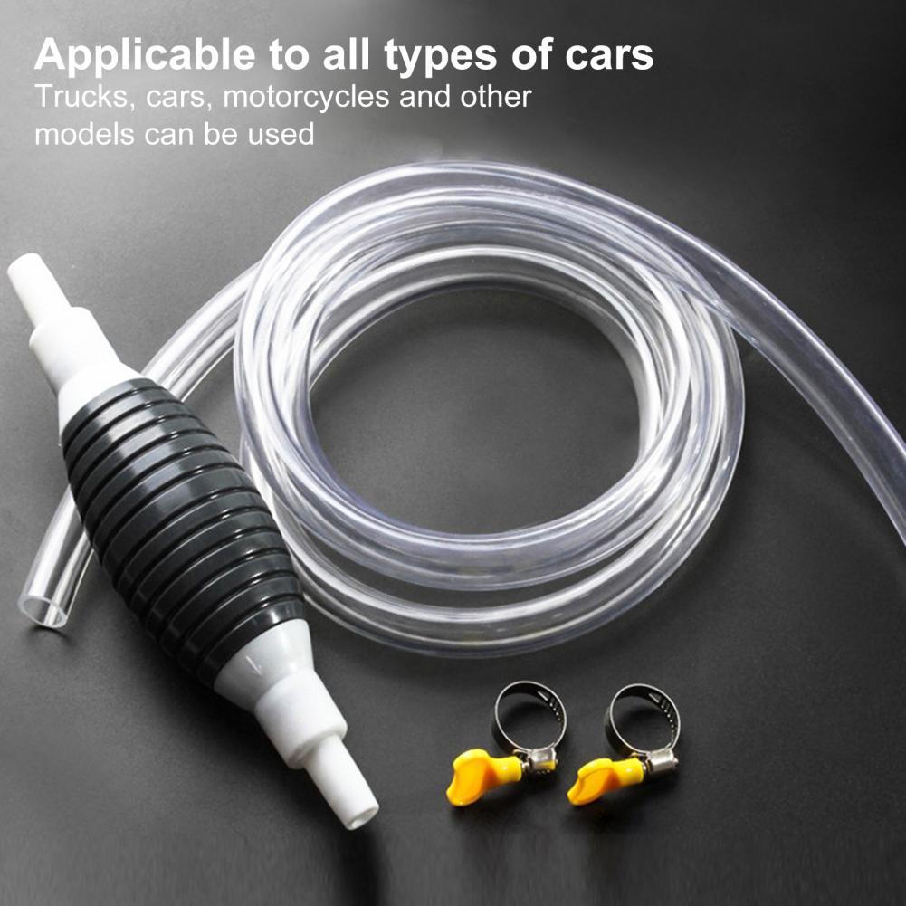 1 Set Siphon Pump Hose Easy Operation Oil Resistant Anti-aging Manual Fuel Tank Suction Hose PVC Siphoning Kit Auto Accessories