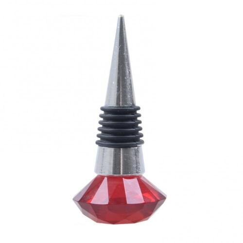 80%HOTCrystal Metal Silicone Leakproof Reusable Wine Stopper Bottle Sealer Cork Plug: Bright Red