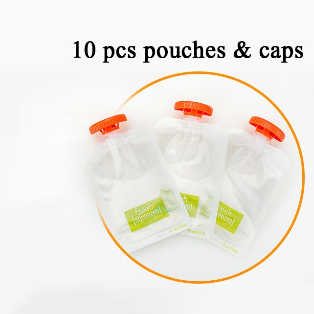 Klem frugtpuré madstation babyorganisation opbevaringsbeholdere madproducent sæt frugtpurépakningsmaskine: 10 poser