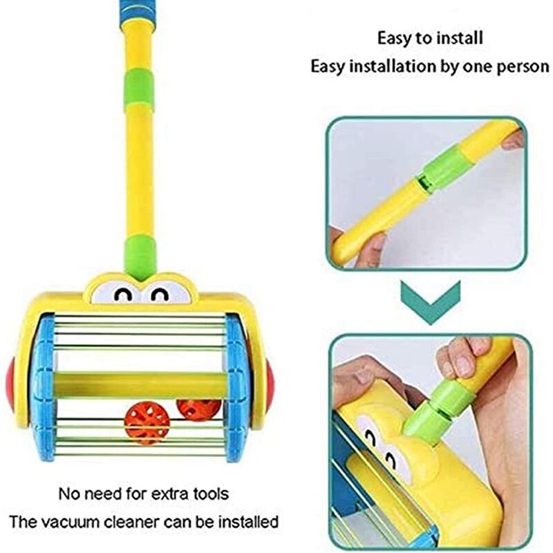 Poussoir électrique et Scoop tourbillon un lanceur de balle ensemble de marcheur enfants semblant jouer aspirateur outils de nettoyage jouet