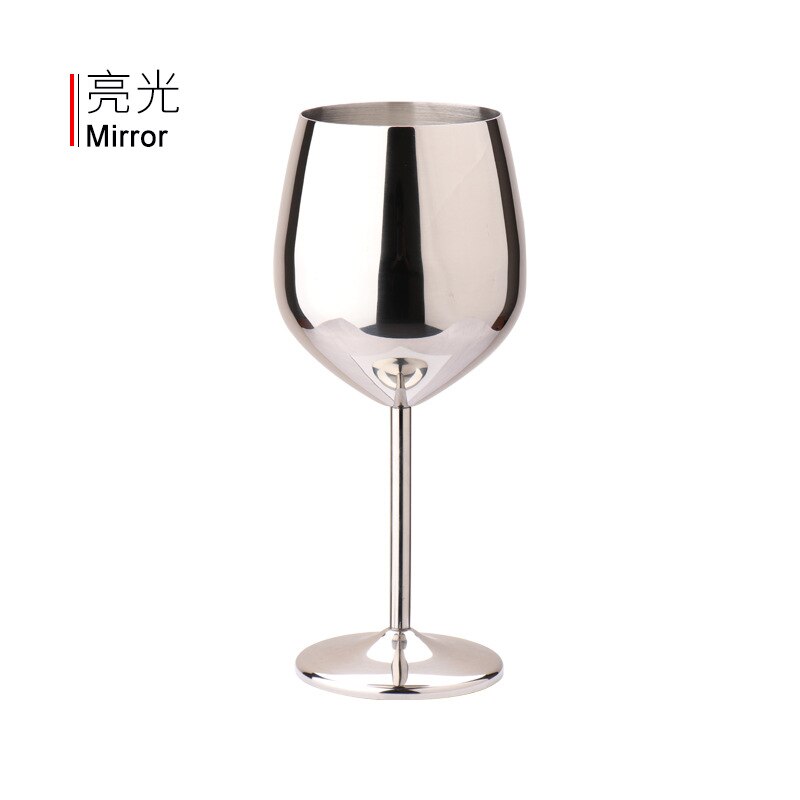 Copa de una sola capa de acero inoxidable 500 de capacidad, copa de vino tinto, gran capacidad, copa de metal de 304 ml: mirror