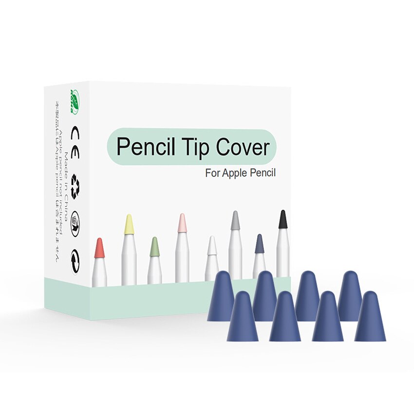 Punta de reemplazo de silicona silenciosa, 8 piezas, cubierta de piel para Apple Pencil de primera generación, Stylus Pen Tip Cover: Dark Blue