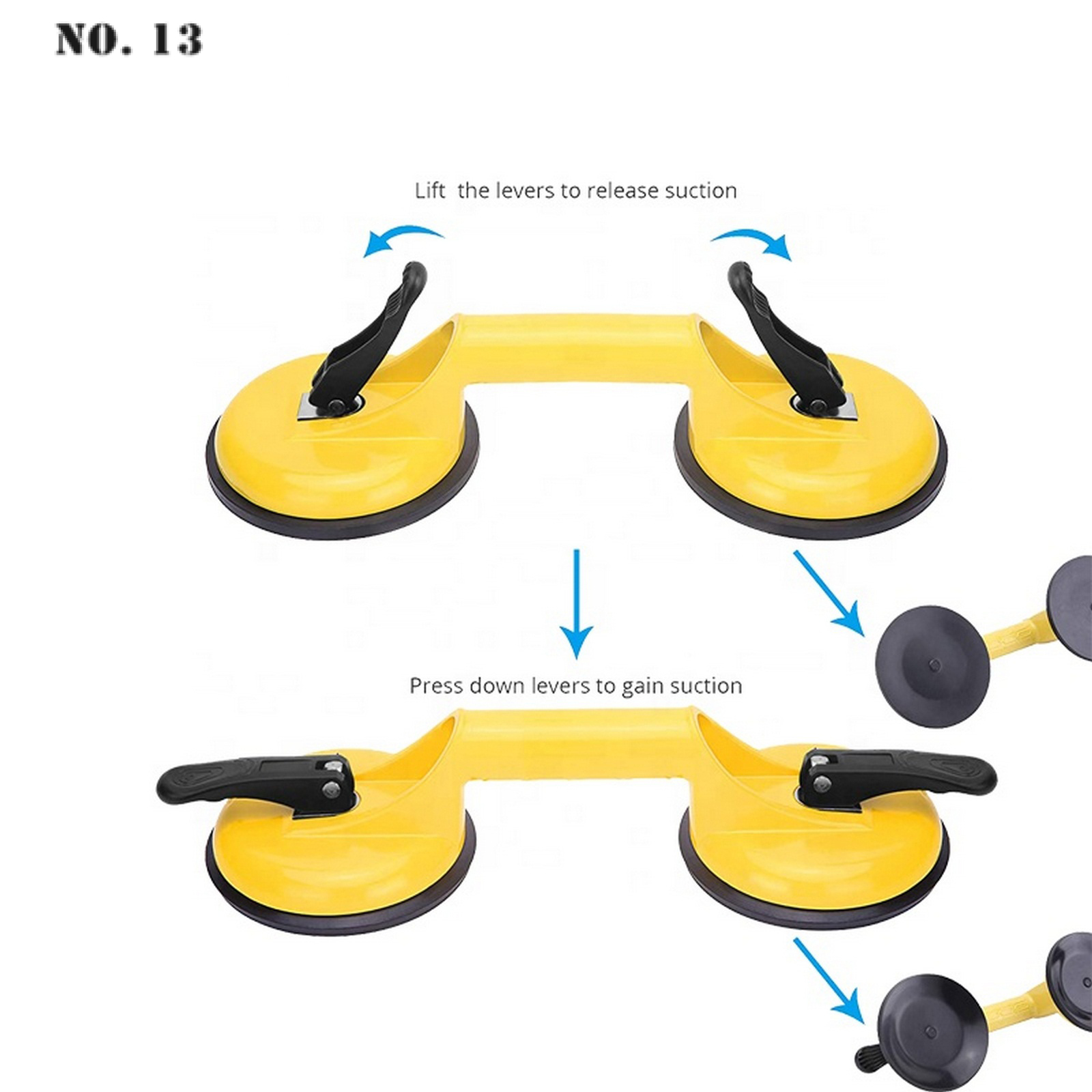 2Pcs Glas Zuignappen-Zware Ijzeren Puller/Lifter/Grijper Dubbele Vacuüm Handvat Plaat-Voor lifting Glas/Floor Kloof Fixer