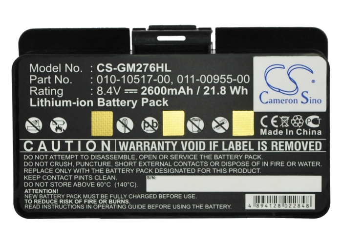 Cameron Sino 2600mAh batterie pour Garmin GPSMAP 276 276c 296 396 496 (ext.) 010-10517-01