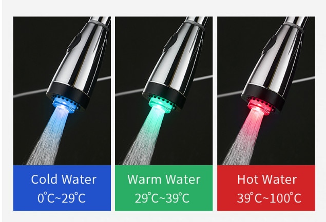 Kitchen Faucet Accessories ABS Chrome Silver Sink Kitchen Pull Down Faucet Dual Spray Spout Head With and Without LED WF