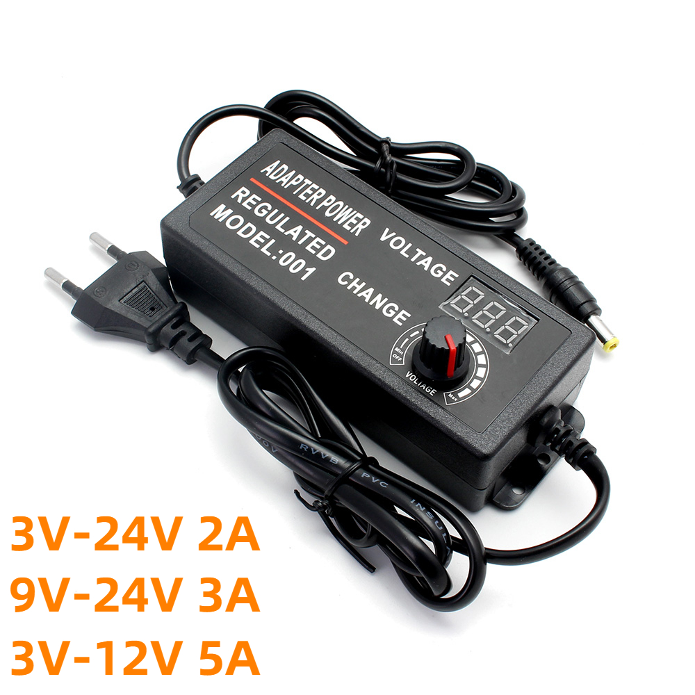 Transformateur d'alimentation réglable, 3V, 9V, 12V, 24 V, AC, DC, avec écran d'affichage, 220V à 12V, 24 V