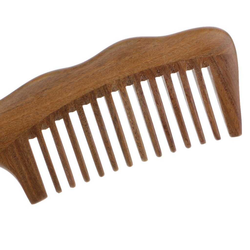 Pro brosse à cheveux en bois bois, peigne à dents large en bois de santal vert, brosse de Massage antistatique du cuir chevelu de poche