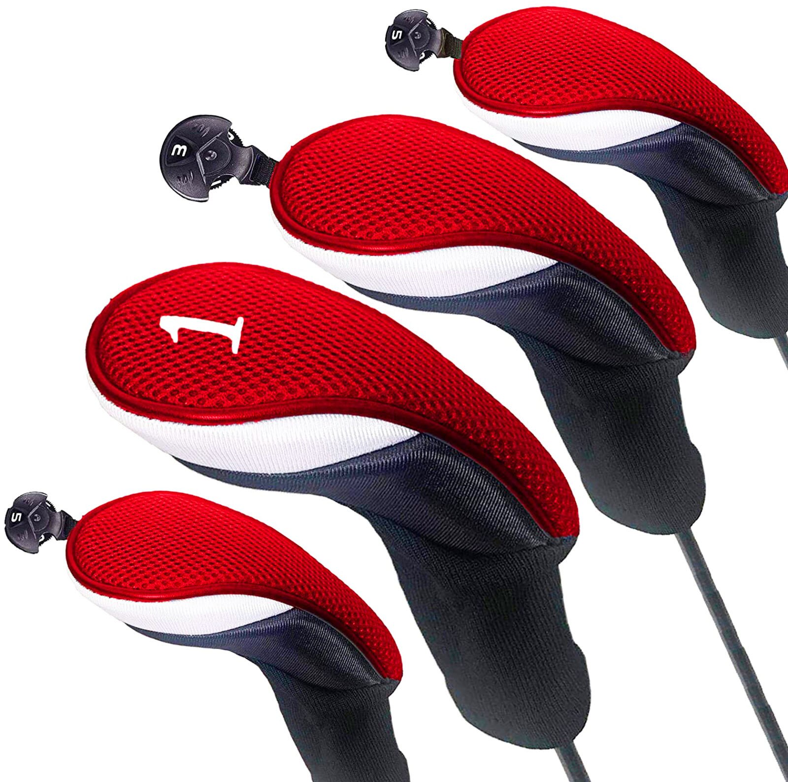 Outdoor Golf Club Head Covers for Woods with Number Tag Long Interchangeable 1 3 5 7 X Driver Fairway Hybrid: NO.135X Red 3Pcs