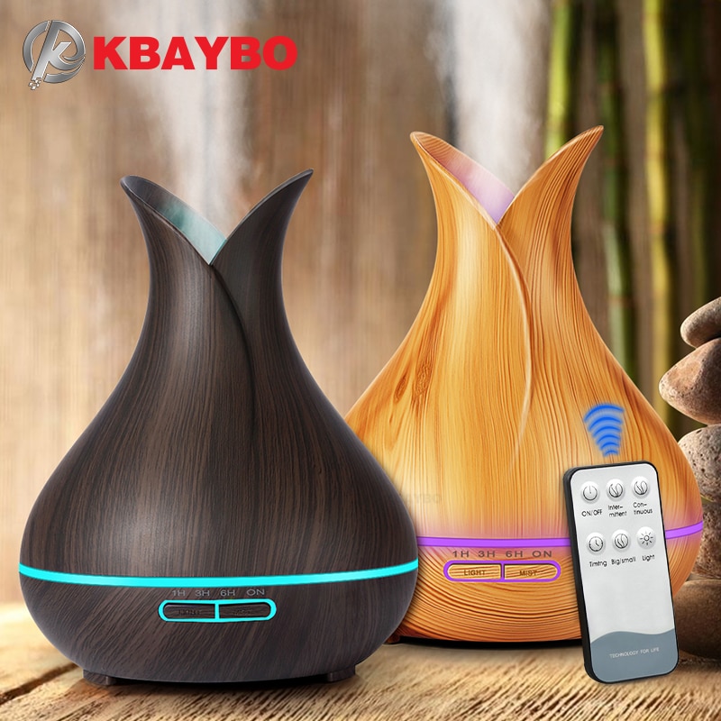 KBAYBO 400ml diffuseur d'air arôme électrique diffuseur d'huile essentielle humidificateur d'air à ultrasons bois télécommande brumisateur pour la maison