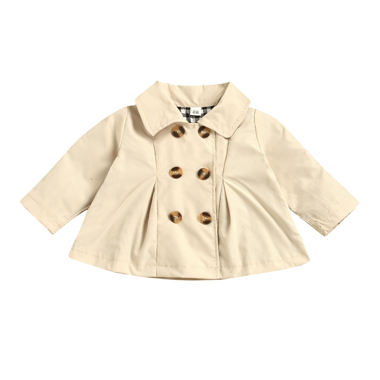 (3M-2T) giacca a vento autunnale per bambina moda giacca a vento a maniche lunghe doppio petto tinta unita antivento e calda: 18-24 Months