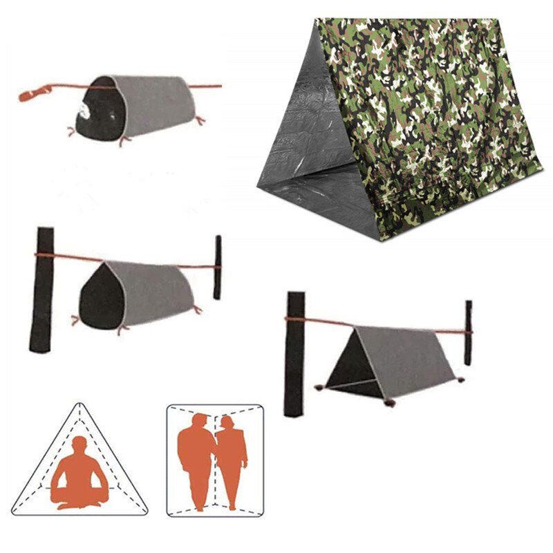 2-4 Person Mylar Emergency Tube Tent Shelter Survival Tent Lightweight Waterproof Thermal Emergency Blanket for Camping Hiking