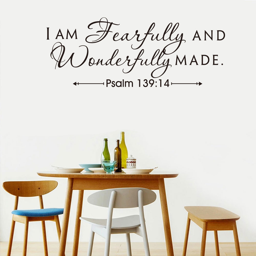 Psalm 139:14 i am fearfully and wonderfully made art apothegm home decal wall sticker Removable