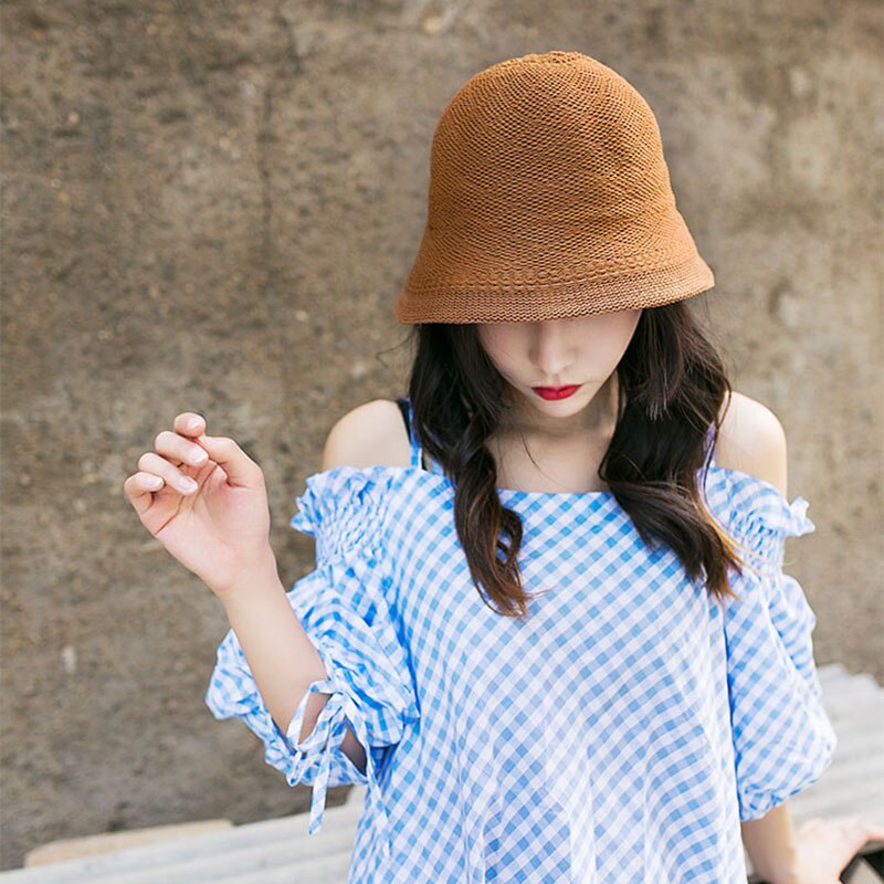 Chapeau bob en tricot solide maxsiti u, chapeaux d'été pour femmes, chapeau de pêcheur décontracté