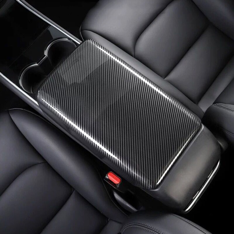 Car Center Console Armrest box Frame cover sticker For Tesla model 3 Car Interior ABS carbon fiber Decorative stickers