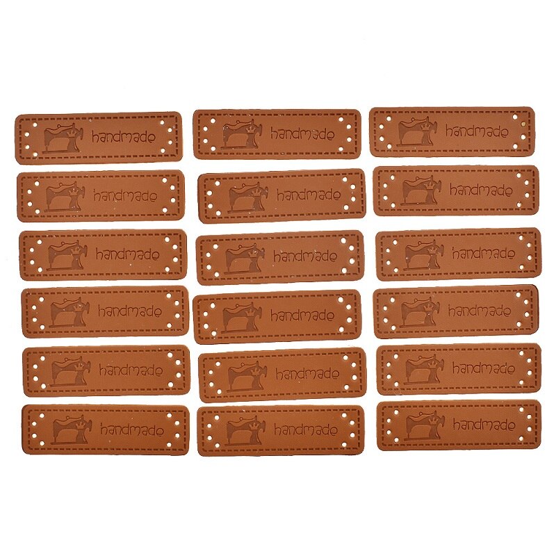 50 stuks handgemaakte pu-leren labels met vogelnaaimachinereliëflabel, diy-vlaglabels voor kleding, naaiaccessoires: 02