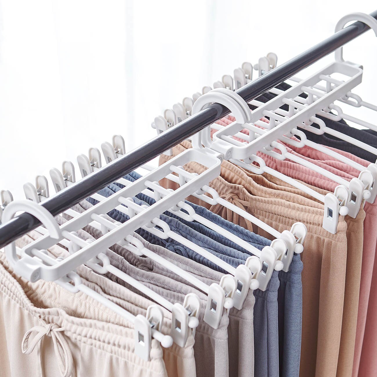 6 In 1 Multifunctionele Broek Rack Naadloze Kleding Magazijnstellingen Plastic Kleren Droog Rack Closet Organizer Broek