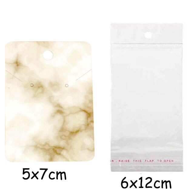 50pcs Paper Earring Display Cards with Self-Seal Bags Colorful Marbling DIY Handmade Packing Cards for Earring Stud Necklace: 01