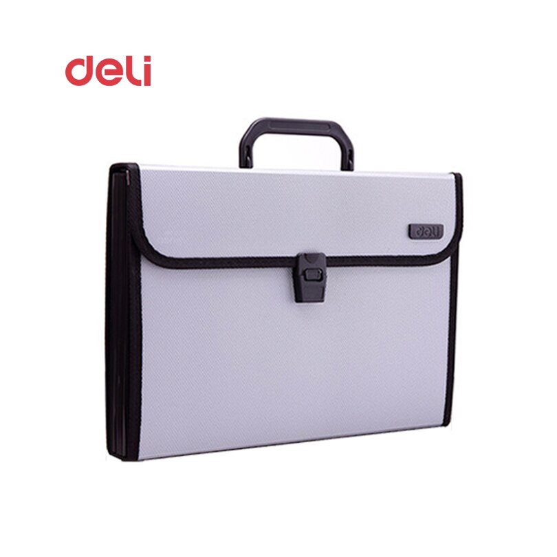 Deli stationery File Folder A4 12 packet durable Expanding Wallet Manage files Organizer Paper Holder Document expanding wallet: Silver