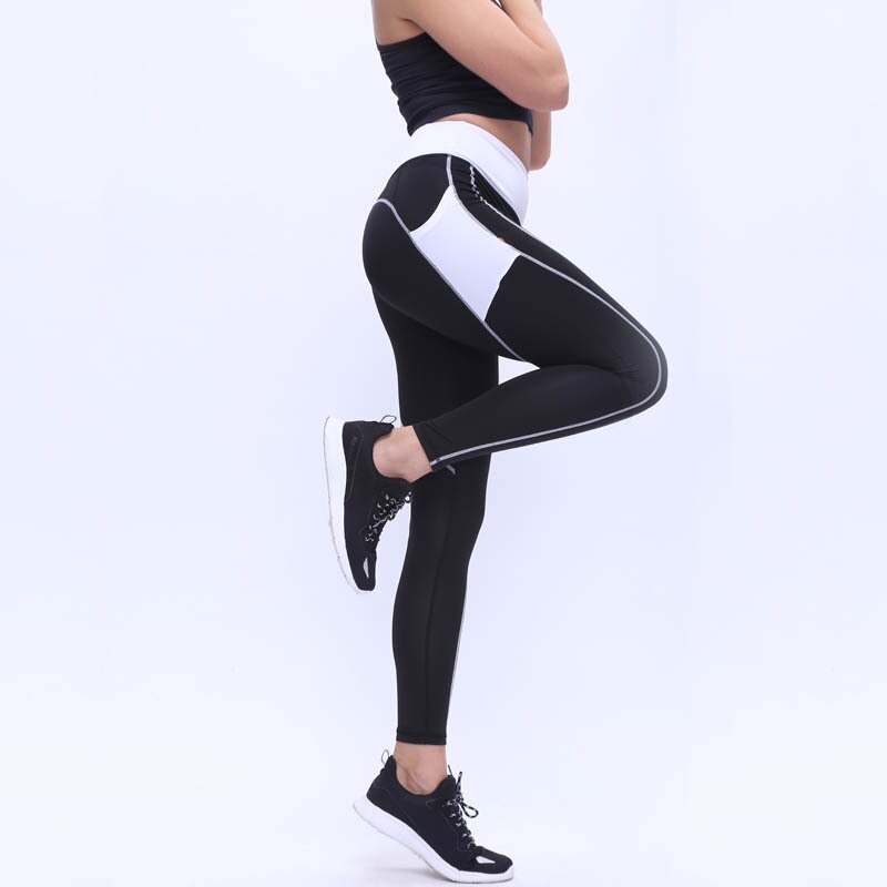 Women Workout Leggings With Side Pocket Black Pink Blue Solid Color Fitness Yoga Pants Breathable Slim Legging For Women