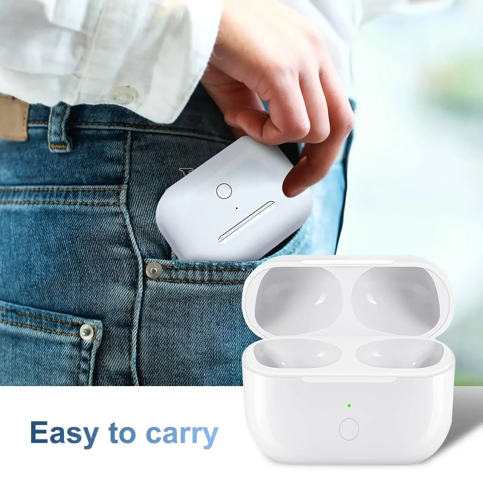 Compatibel met Airpods Pro 1/2 450mAh batterij Airpods Pro 1/2 draadloos oplaadetui Bluetooth-koppelingssynchronisatieknop