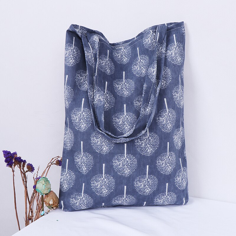 1 stk dame lærred skuldertaske indkøbstasker studerende bog taske bomulds stof håndtasker tote til piger