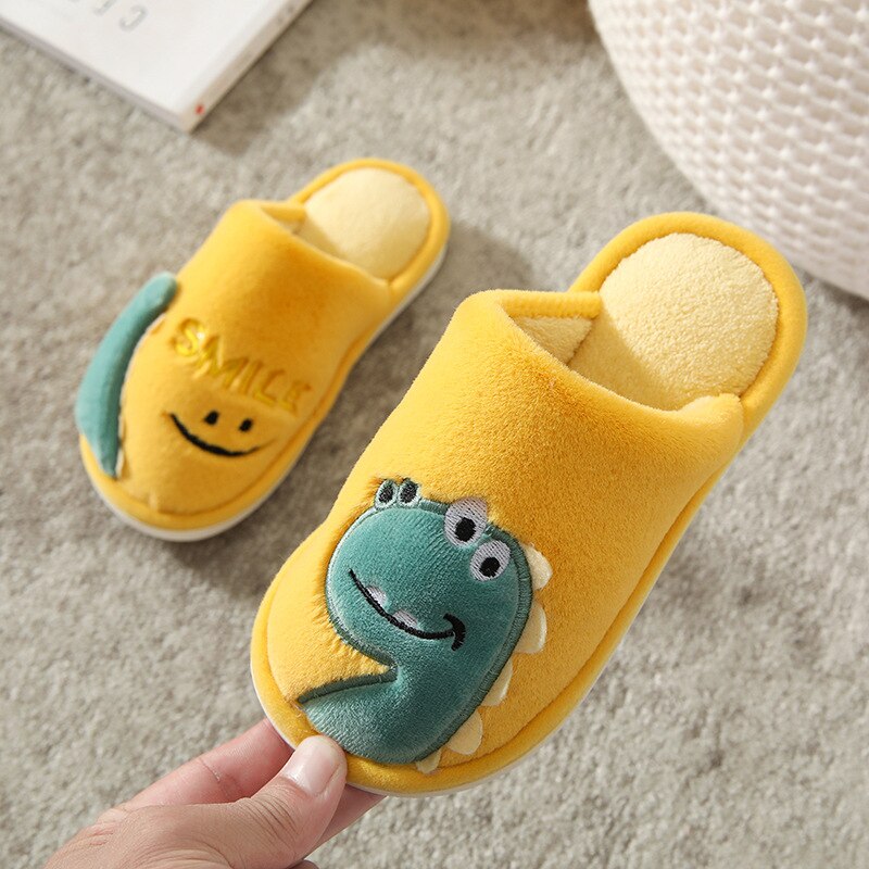Bébé fille pantoufles dinosaure garçon diapositives automne hiver dessin animé intérieur chaussures enfants enfants anti-dérapant en peluche fourrure bascule