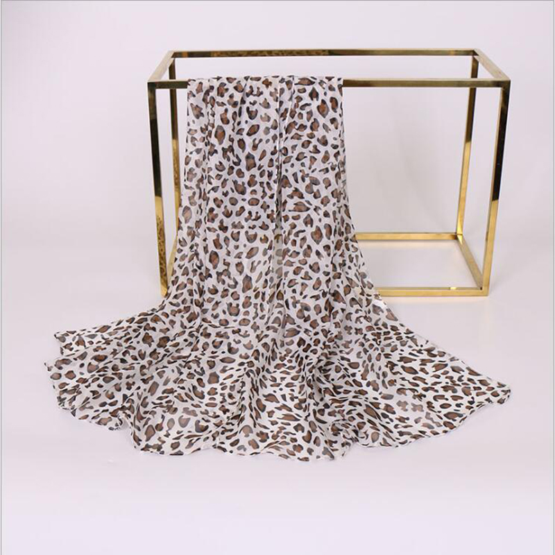 Dame efterårs leopardprint lille silketørklæde hår bindebånd halstørklæde multifunktionelt luksus sjal: Hvid