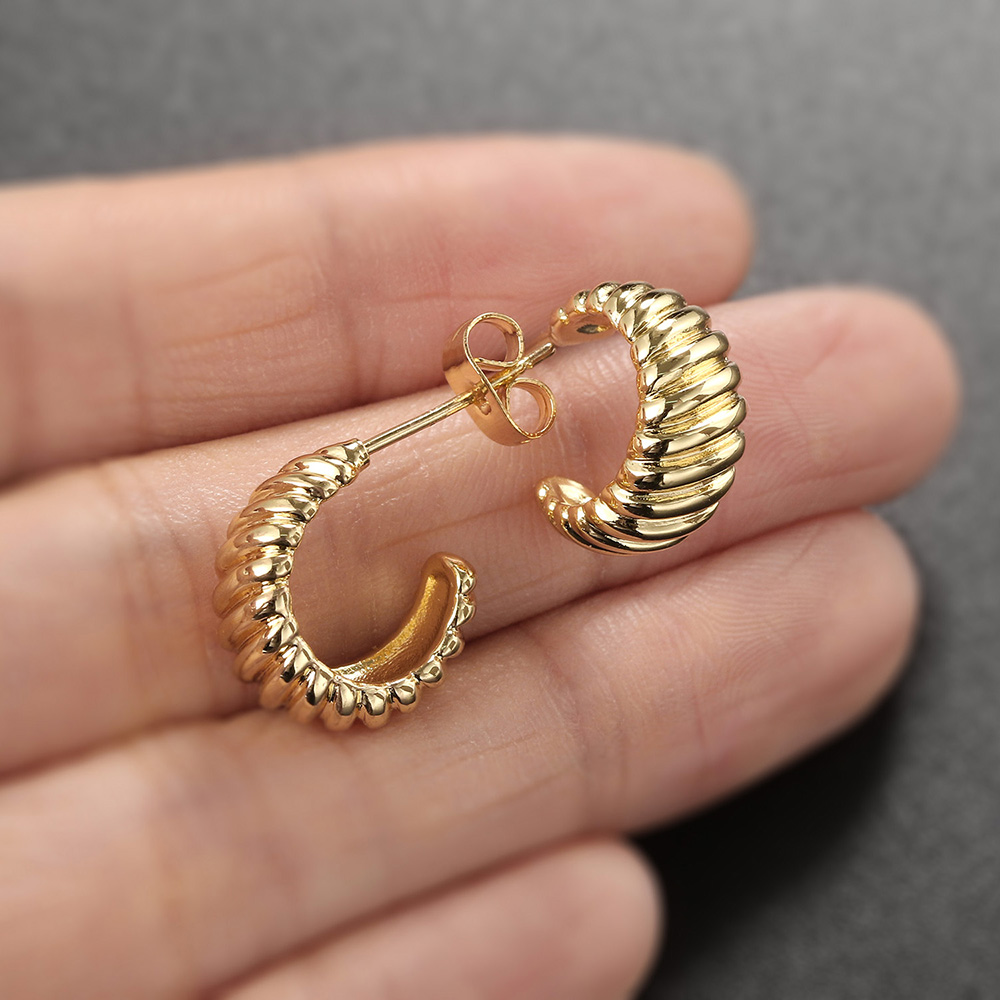 C form twist croissant øreringe til kvinder trendy chunky guld hoop øreringe cirkel rund ørering kvinde smykker  e473