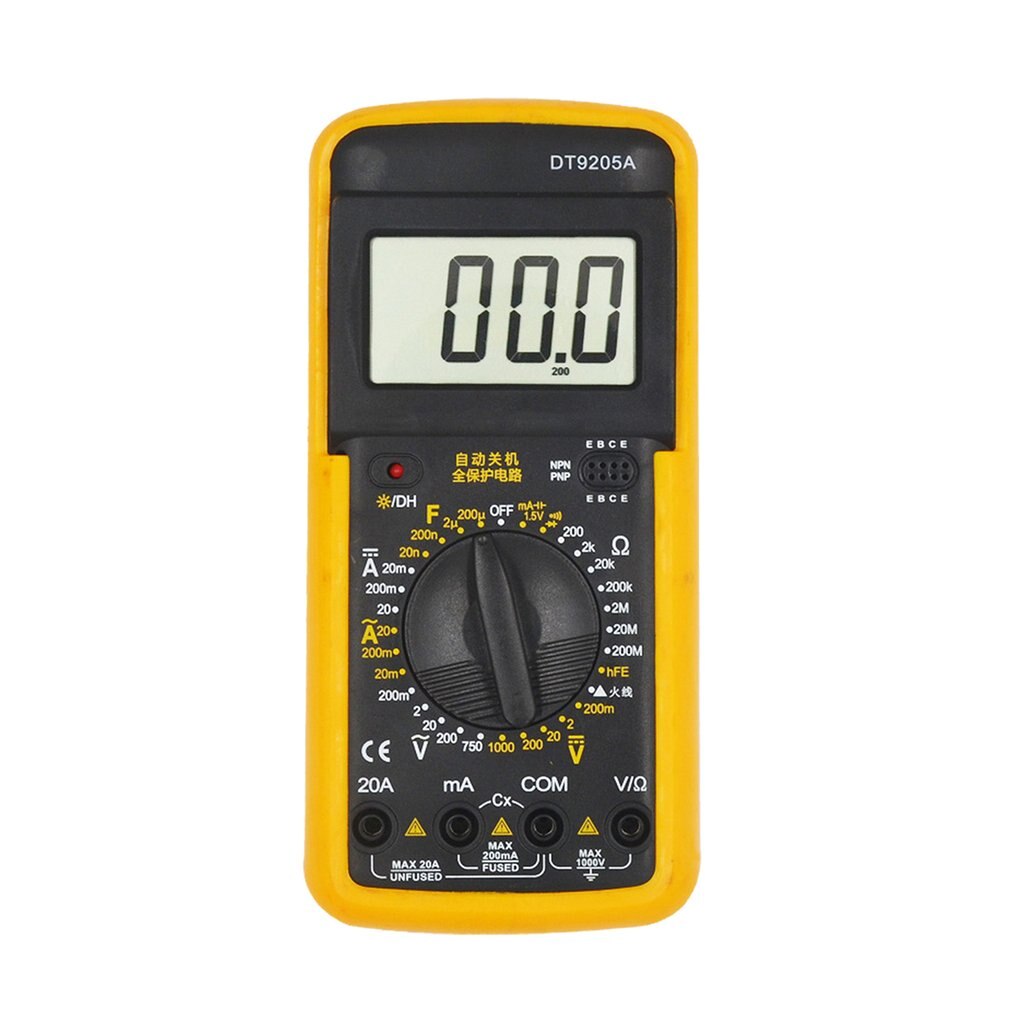Dt9205a håndholdt digitalt multimeter 1999 tæller ac/dc spændingsstrømmodstandsmåler kapacitans test diode tester
