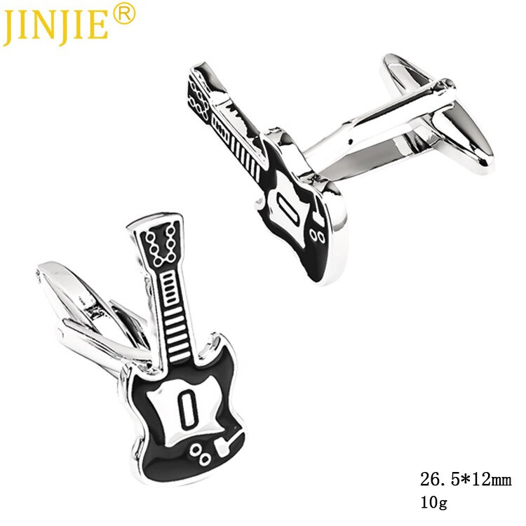 No.0 Black Guitar Punk Cufflinks Painted Cuff Nail Men's Business Casual French Shirt Cuff Buttons Novelty Cufflinks