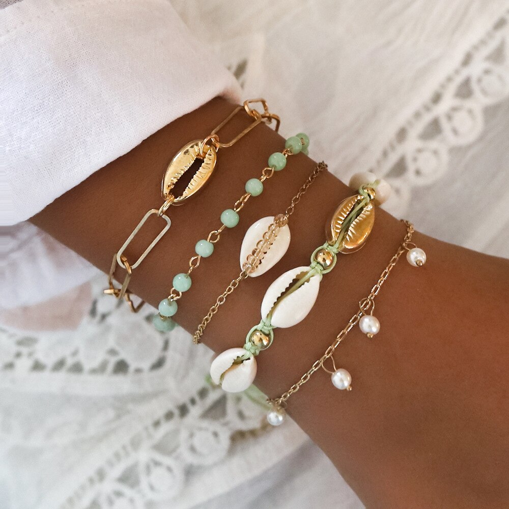 Diezi 4 Stks/set Bohemian Gouden Ketting Armbanden &amp; Bangles Vintage Overdrijving Kralen Armband Voor Meisjes Vrouwen Sieraden