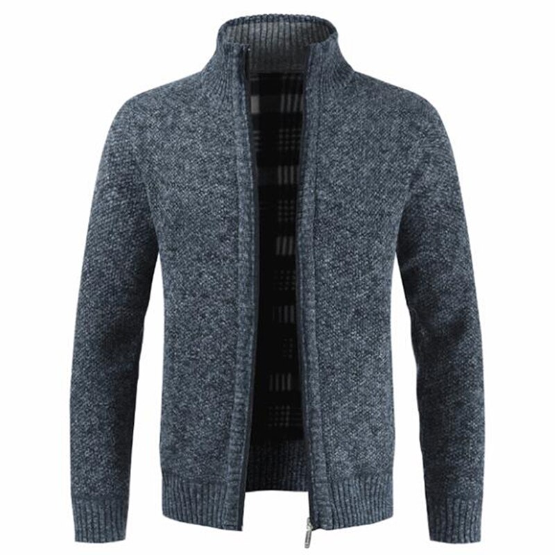 Höst vinter stickade jackor för män tröjor varm tjock tröja kofta kappor herrkläder fritidsstickat streetwear: Marin / Xl
