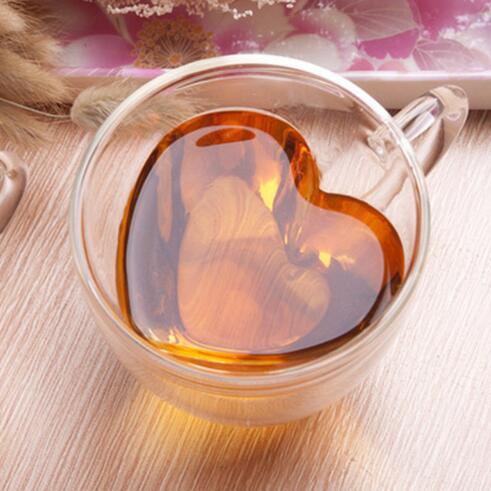 1 st dubbla kaffemuggar med handtaget muggar dricksisolering dubbelväggig glas tekopp drinkware mjölk: C 180ml