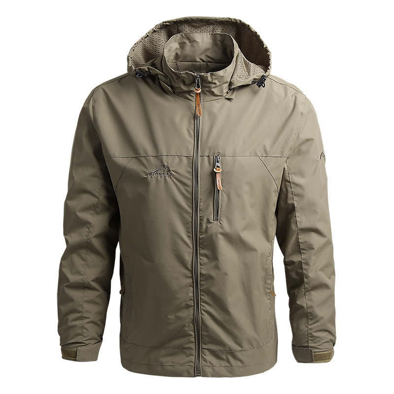 Coupe-vent Hommes DulJacket Imperméable En Plein Air À Capuche Manteau Sports Militaire Taille Européenne S-5XL Terrain Escalade Mince Outwear: M / Kaki