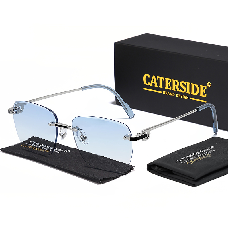 CATERSIDE pilote sans monture lunettes De Soleil hommes dégradé lunettes De Soleil femmes rétro affaires Shopping UV400 Lunette De Soleil Homme: Beige