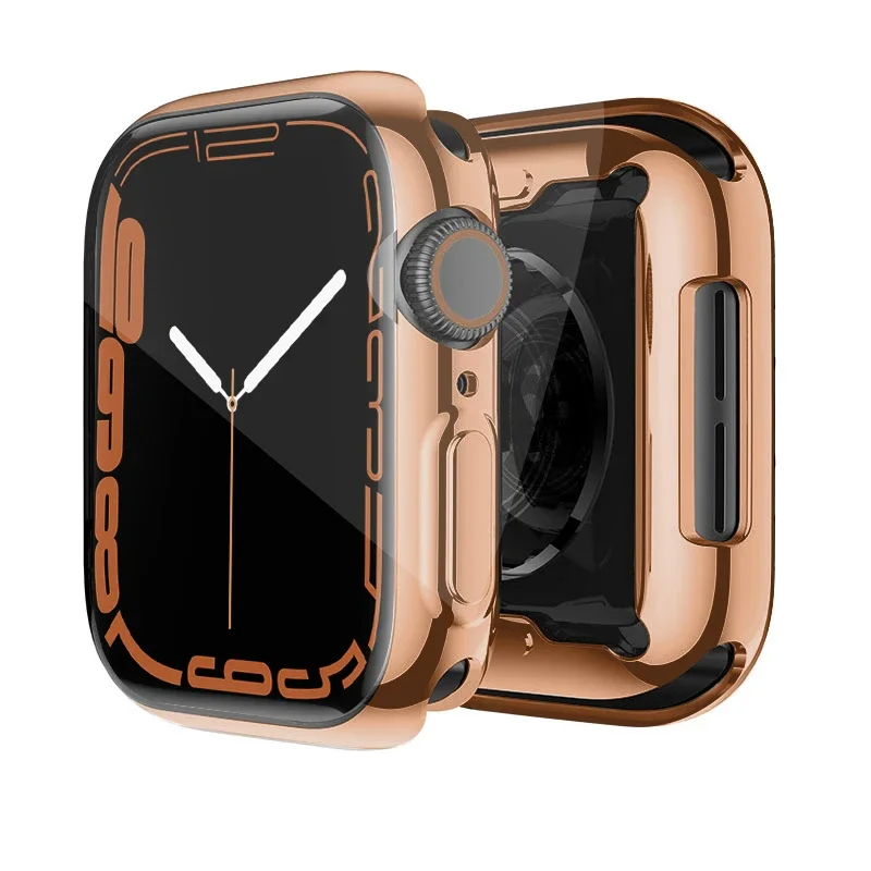 Screen Protector For Apple Watch case 45mm 41mm 44MM 40MM Full TPU bumper Cover 42mm 38MM accessories iwatch series 7 SE 6 5 4 3: Violet / 8  Inches
