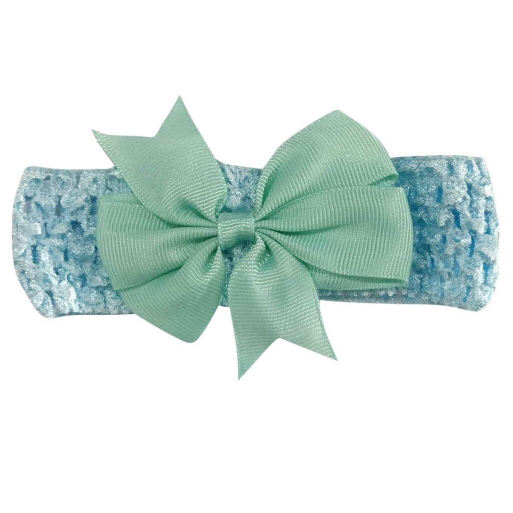 Baby Girl Bows Wave Headbands Big Bowknot Hair Accessories Cotton Wide Head Turban Infant Newborn Headbands Solid Headwraps: Sky blue