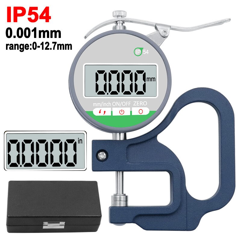 0.001mm Digital Thickness Gauge Meter Portable LCD Electronic Micrometer Micron Tester Micrometer Caliper Gauge Measuring Tools: 0.001mm