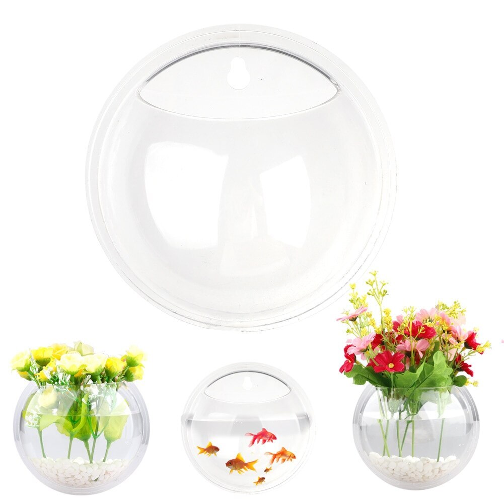 Mini Pez transparente colgante de acrílico 3D para montaje en pared, pececito para acuario, pegatina de planta y decoración