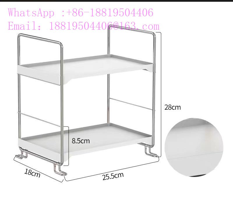 2 Tier Multifunction Stackable Shelf Organizer for Spices Cosmetics Kitchen Bathroom Storage Rack Holder: 2-tier Square Silver