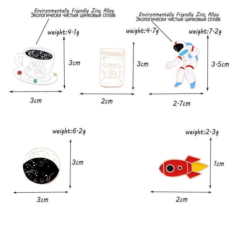 Broche espacial de esmalte, preciso do meu espaço, broche de astronauta, constelações, lapela, presentes para crianças, broches e joias de emblemas