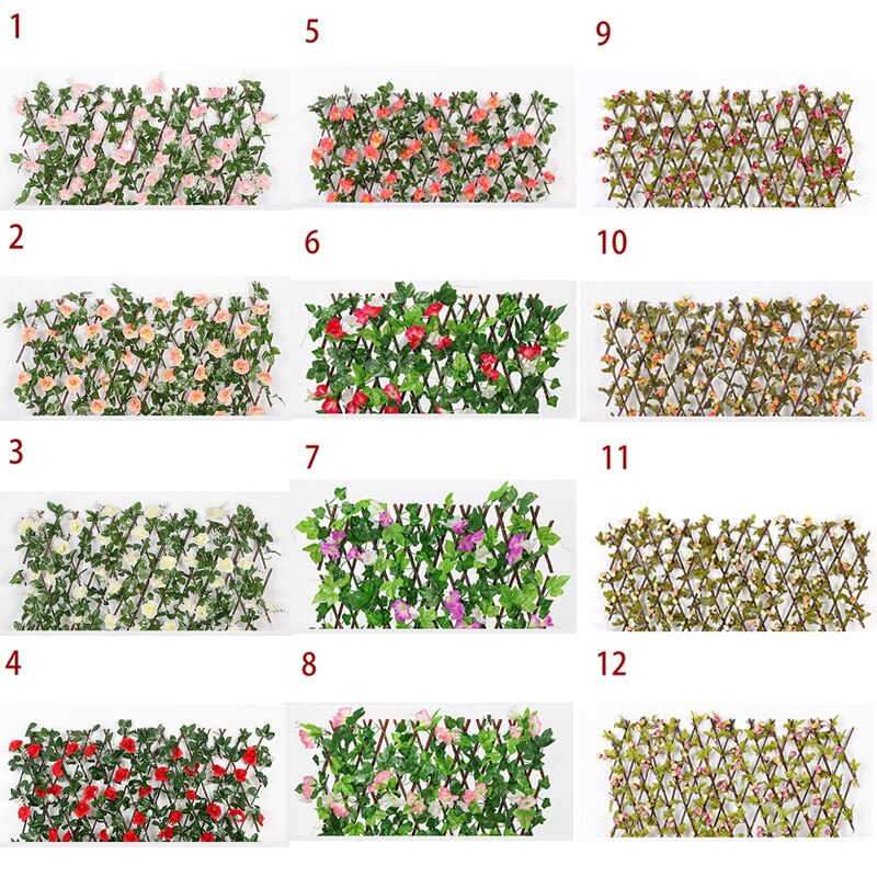 Clôture rétractable artificielle pour plantes de jardin, Simulation de fleurs, feuilles, décoration de jardin, écran de protection en treillis