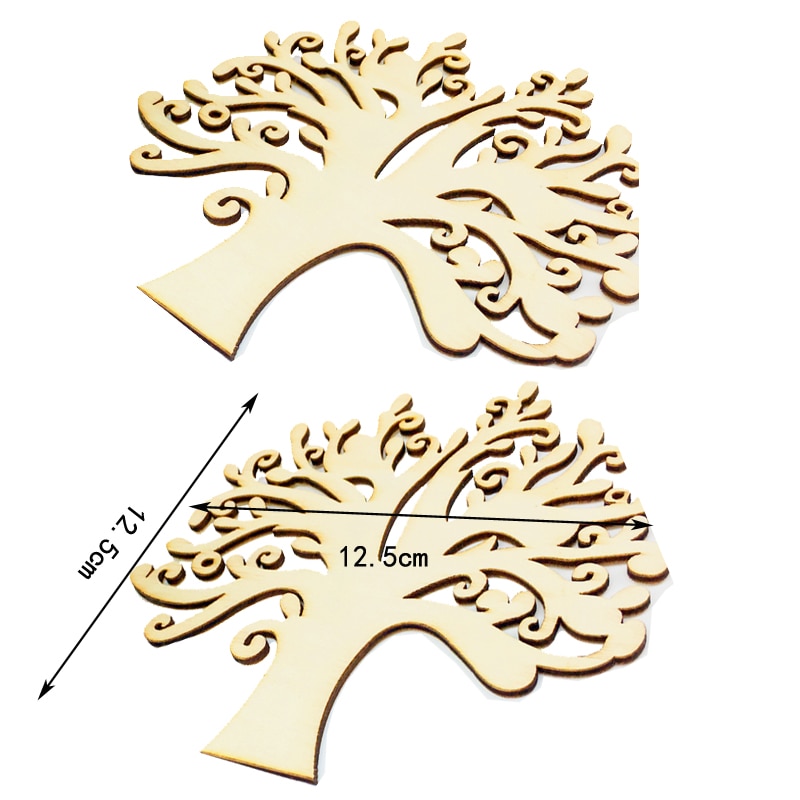 10Pcs Blank Wooden Family Tree Embellishments Natural Wood Table Confetti for DIY Crafts Scrapbooking Wedding Decoration
