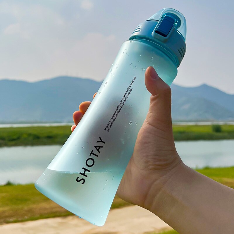 SHOTAY Water Bottle Drinking Bottle Outdoor Travel Portable Bottles Colorful Frosted Sport Bottle 500/660ml: 660ml / TGW001-Blue